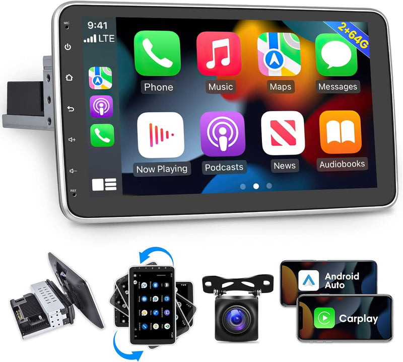 Central Multimídia Universal | Tela Rotativa e Flutuante Carplay Android Wifi (PARA QUALQUER CARRO)
