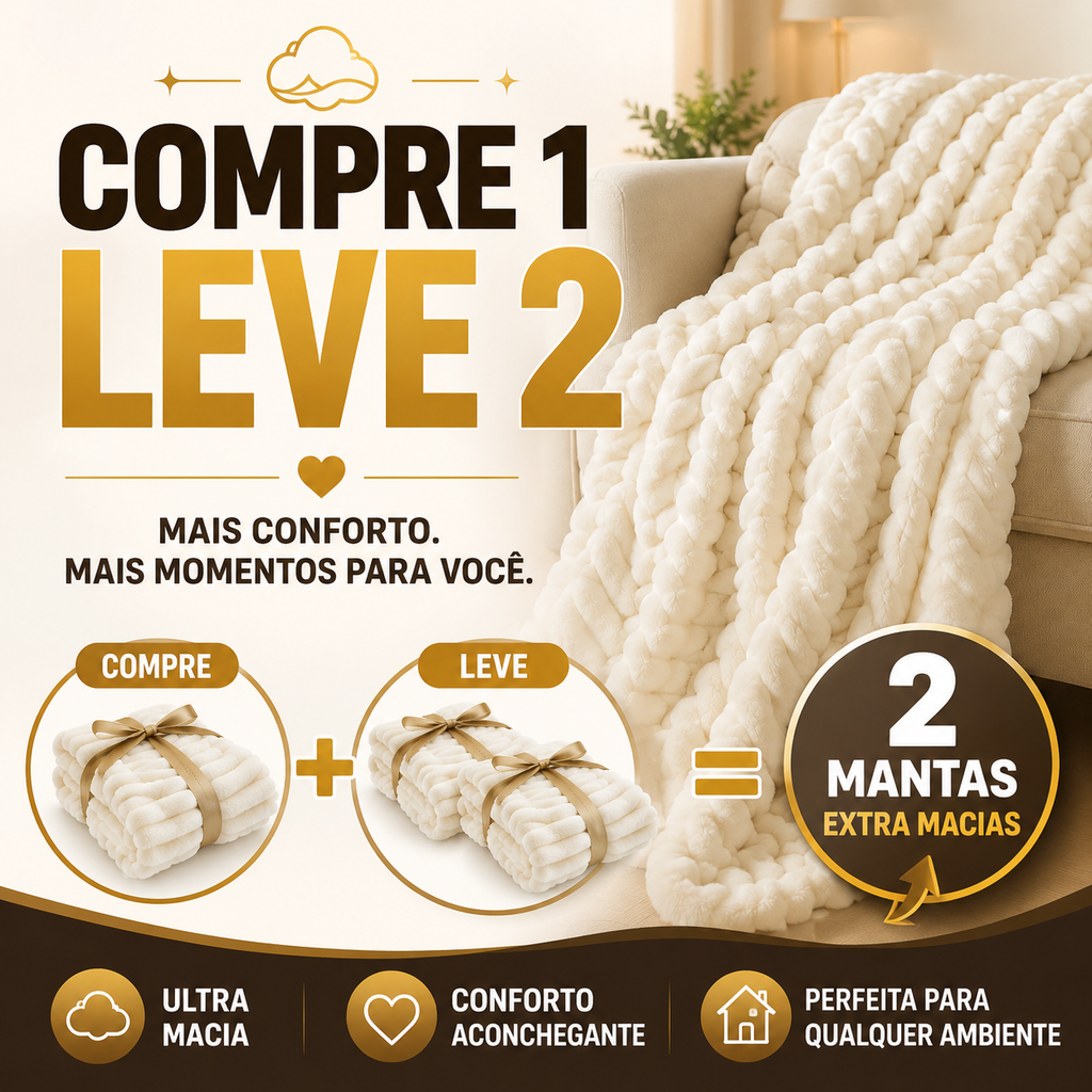 Nuvora™ – Manta Trançada Premium Ultra Macia - Toque Aveludado - Design Sofisticado + 2 Fronhas