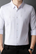 [PAGUE 3 LEVE 5] Camisa Manga Longa Casual Hector em Seda Gelo e Poliéster + BRINDE: Cinto de Couro